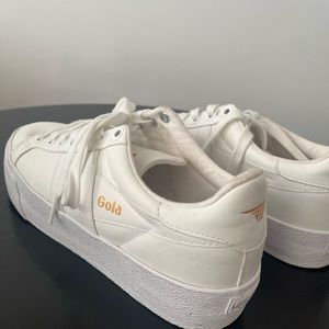 Gola White Women’s Sneakers, Gold detail